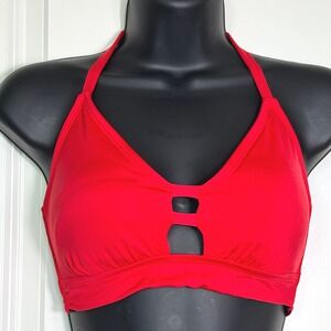 Kona Sol Red‎ Halter Tie Cut Out Swim Bikini Top D/DD Womens